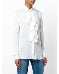 weißes Businesshemd mit Rüschen von Saint Laurent