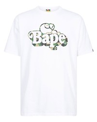 weißes Camouflage T-Shirt mit einem Rundhalsausschnitt von A Bathing Ape