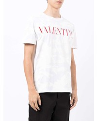 weißes Camouflage T-Shirt mit einem Rundhalsausschnitt von Valentino