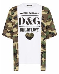 weißes Camouflage T-Shirt mit einem Rundhalsausschnitt von Dolce & Gabbana