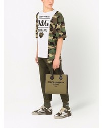 weißes Camouflage T-Shirt mit einem Rundhalsausschnitt von Dolce & Gabbana