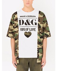 weißes Camouflage T-Shirt mit einem Rundhalsausschnitt von Dolce & Gabbana