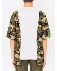 weißes Camouflage T-Shirt mit einem Rundhalsausschnitt von Dolce & Gabbana