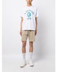 weißes Camouflage T-Shirt mit einem Rundhalsausschnitt von A Bathing Ape