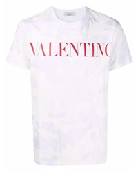 weißes Camouflage T-Shirt mit einem Rundhalsausschnitt von Valentino