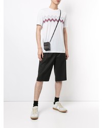 weißes T-Shirt mit einem Rundhalsausschnitt mit Chevron-Muster von Giorgio Armani