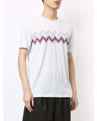 weißes T-Shirt mit einem Rundhalsausschnitt mit Chevron-Muster von Giorgio Armani