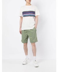 weißes T-Shirt mit einem Rundhalsausschnitt mit Chevron-Muster von Missoni