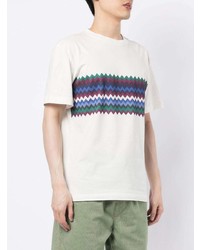 weißes T-Shirt mit einem Rundhalsausschnitt mit Chevron-Muster von Missoni