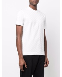 weißes T-Shirt mit einem Rundhalsausschnitt mit Chevron-Muster von Emporio Armani