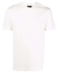 weißes T-Shirt mit einem Rundhalsausschnitt mit Chevron-Muster von Emporio Armani