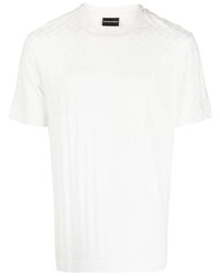 weißes T-Shirt mit einem Rundhalsausschnitt mit Chevron-Muster von Emporio Armani