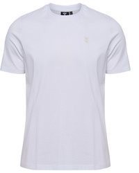 weißes T-Shirt mit einem Rundhalsausschnitt mit Chevron-Muster von Hummel