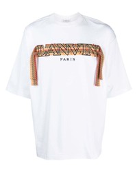 weißes T-Shirt mit einem Rundhalsausschnitt mit Chevron-Muster von Lanvin