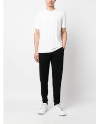 weißes T-Shirt mit einem Rundhalsausschnitt mit Chevron-Muster von Emporio Armani