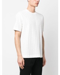 weißes T-Shirt mit einem Rundhalsausschnitt mit Chevron-Muster von Emporio Armani