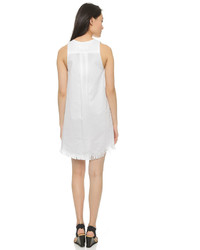 weißes gerade geschnittenes Kleid mit Fransen von Maison Margiela