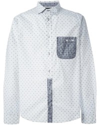 weißes gepunktetes Langarmhemd von Armani Jeans