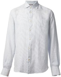 weißes gepunktetes Langarmhemd von Corneliani