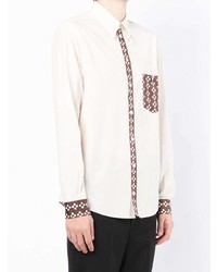 weißes gepunktetes Langarmhemd von Dolce & Gabbana