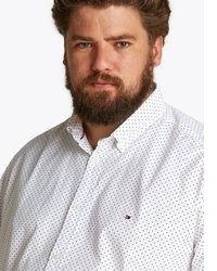 weißes gepunktetes Langarmhemd von Tommy Hilfiger Big & Tall