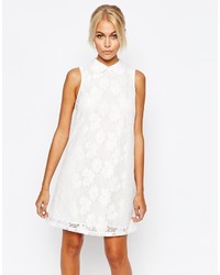 weißes gerade geschnittenes Kleid aus Spitze von Fashion Union