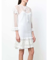weißes gerade geschnittenes Kleid aus Spitze von McQ Alexander McQueen