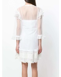 weißes gerade geschnittenes Kleid aus Spitze von McQ Alexander McQueen
