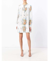 weißes gerade geschnittenes Kleid mit Blumenmuster von Alexander McQueen