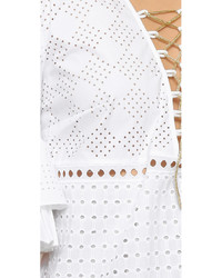 weißes gerade geschnittenes Kleid mit Lochstickerei von Just Cavalli