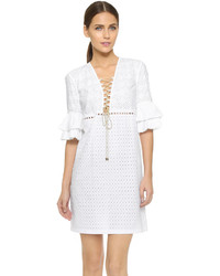 weißes gerade geschnittenes Kleid mit Lochstickerei von Just Cavalli