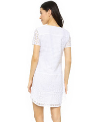 weißes gerade geschnittenes Kleid mit Lochstickerei von Three Dots