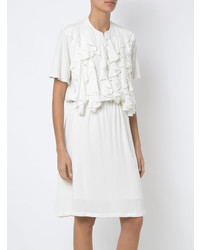 weißes gerade geschnittenes Kleid mit Rüschen von Olympiah