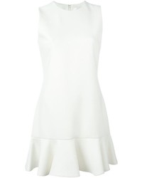 weißes gerade geschnittenes Kleid mit Rüschen