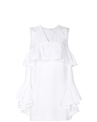 weißes gerade geschnittenes Kleid mit Rüschen von MSGM