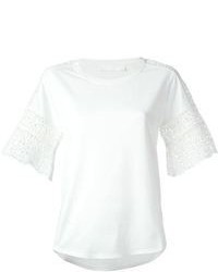 weißes Häkel T-Shirt mit einem Rundhalsausschnitt von Chloé