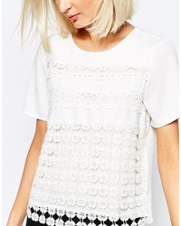 weißes Häkel T-Shirt mit einem Rundhalsausschnitt von Vero Moda