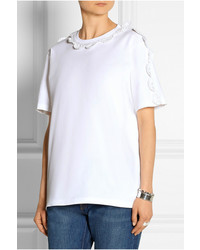 weißes Häkel T-Shirt mit einem Rundhalsausschnitt