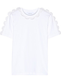 weißes Häkel T-Shirt mit einem Rundhalsausschnitt