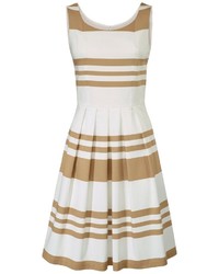 weißes horizontal gestreiftes ausgestelltes Kleid von ASHLEY BROOKE by Heine