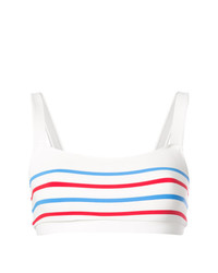 weißes horizontal gestreiftes Bikinioberteil von Solid & Striped