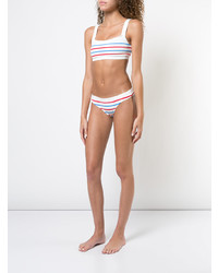 weißes horizontal gestreiftes Bikinioberteil von Solid & Striped