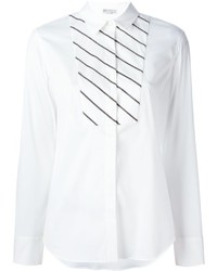 weißes horizontal gestreiftes Hemd von Brunello Cucinelli