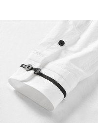 weißes horizontal gestreiftes Hemd von Issey Miyake