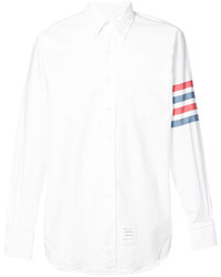 weißes horizontal gestreiftes Hemd von Thom Browne
