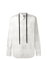weißes horizontal gestreiftes Langarmhemd von Ann Demeulemeester Blanche
