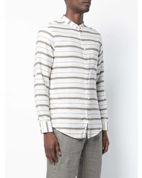 weißes horizontal gestreiftes Langarmhemd von Onia