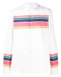 weißes horizontal gestreiftes Langarmhemd von Paul Smith