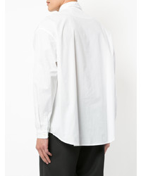 weißes horizontal gestreiftes Langarmhemd von Sunnei