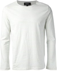 weißes horizontal gestreiftes Langarmshirt von A.P.C.